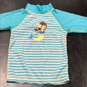 Kids Swim Rash Guard with Mermaid Design - Blue